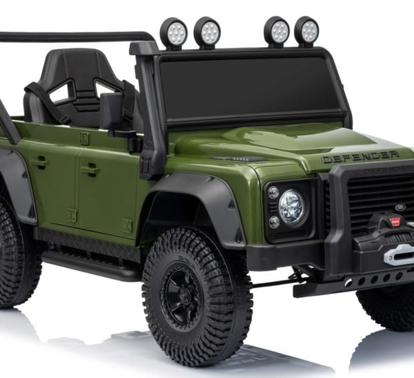 Land Rover Defender 110 SVX 12V para niños – Jeep eléctrico con mando 2,4 GHz, ruedas EVA y asiento de cuero