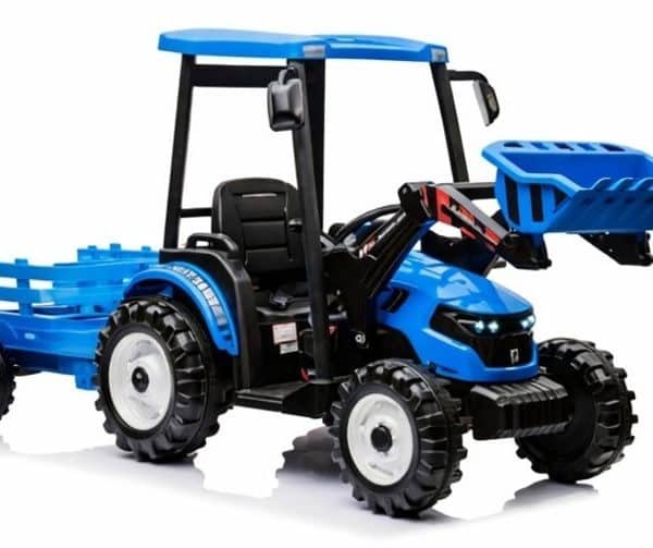 Tractor Eléctrico Infantil 24V 7Ah con Pala Cargadora y Remolque Azul